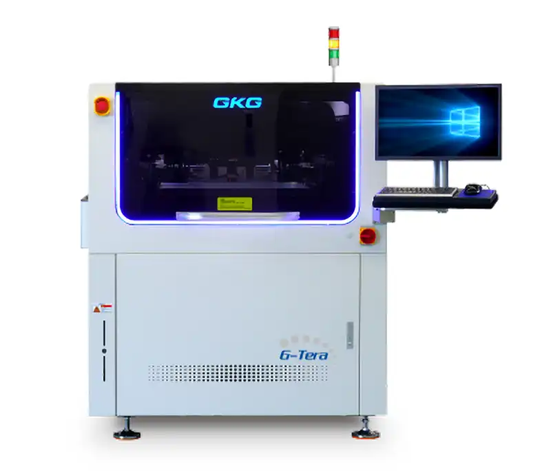 GKG G-Tera and GL-Star SMT solder paste printing machines for electronics manufacturing